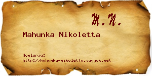 Mahunka Nikoletta névjegykártya