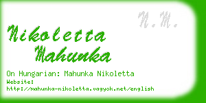 nikoletta mahunka business card